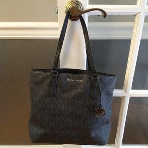 Michael Kors black & gray MK initials shoulder bag / purse